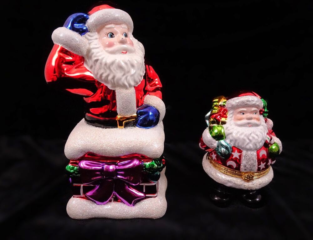 Two Vintage Christopher Radko Figurine Trinket Box Candy Dish Jar Y2K 2004 2005